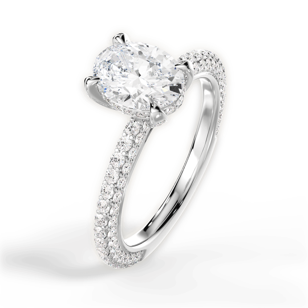 Madeline Oval Cut Lab Grown Diamond Platinum Engagement Ring - View 4