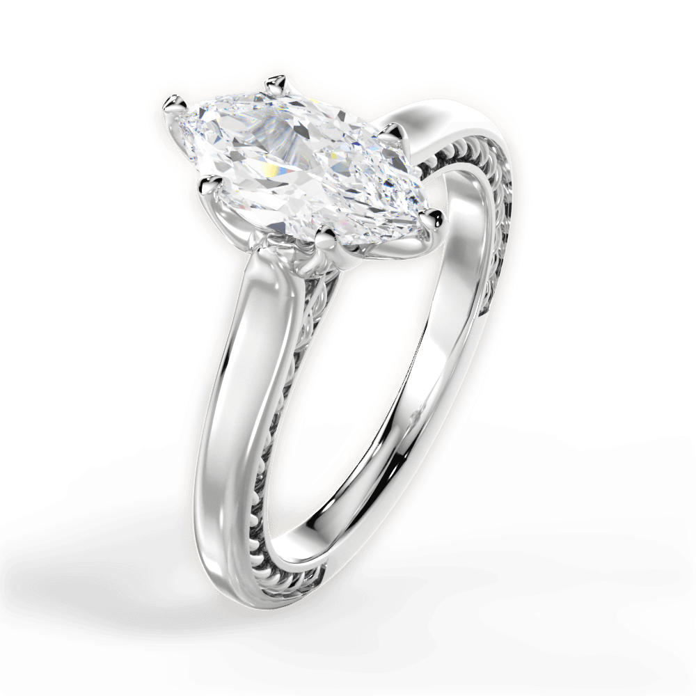 Carrie Marquise Cut Lab Grown Diamond 14Kt White Gold Engagement Ring - View 2