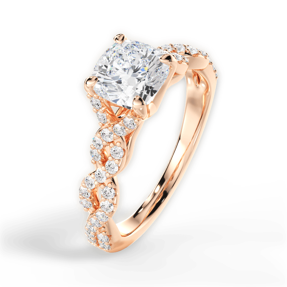 Justine Cushion Cut Lab Grown Diamond 18Kt Rose Gold Engagement Ring - View 4
