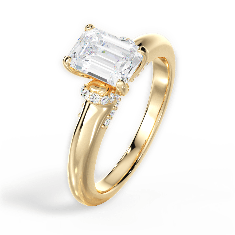 Florence Emerald Cut Lab Grown Diamond 18Kt Yellow Gold Engagement Ring - View 3