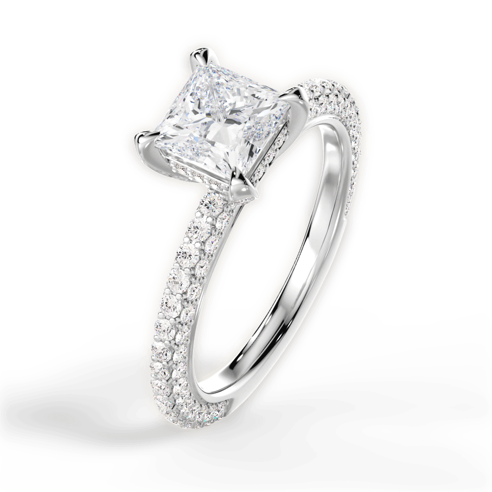 Madeline Princess Cut Lab Grown Diamond 14Kt White Gold Engagement Ring - View 3