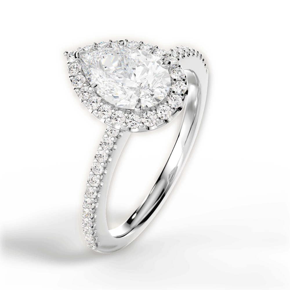 Joanne Pear Cut Lab Grown Diamond Platinum Engagement Ring - View 2