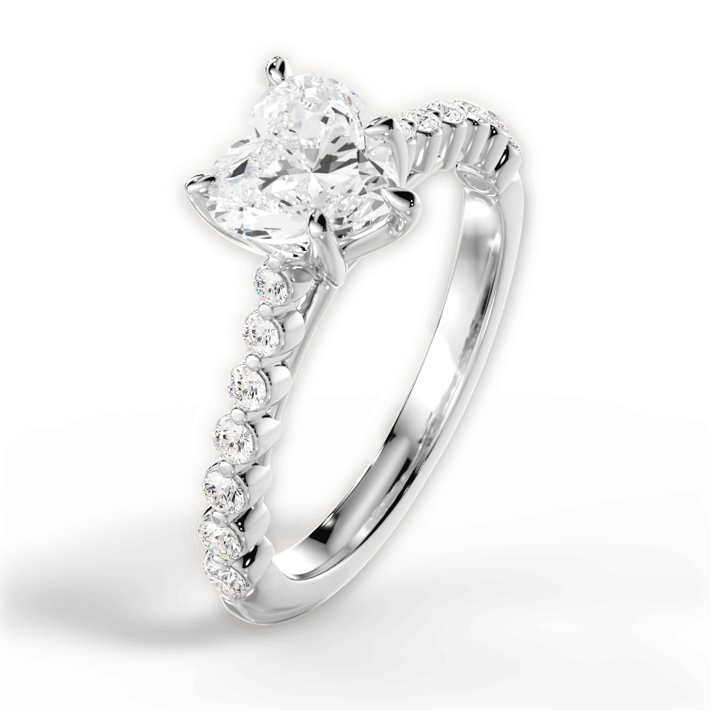 Dana Heart Cut Lab Grown Diamond 18Kt White Gold Engagement Ring - View 4