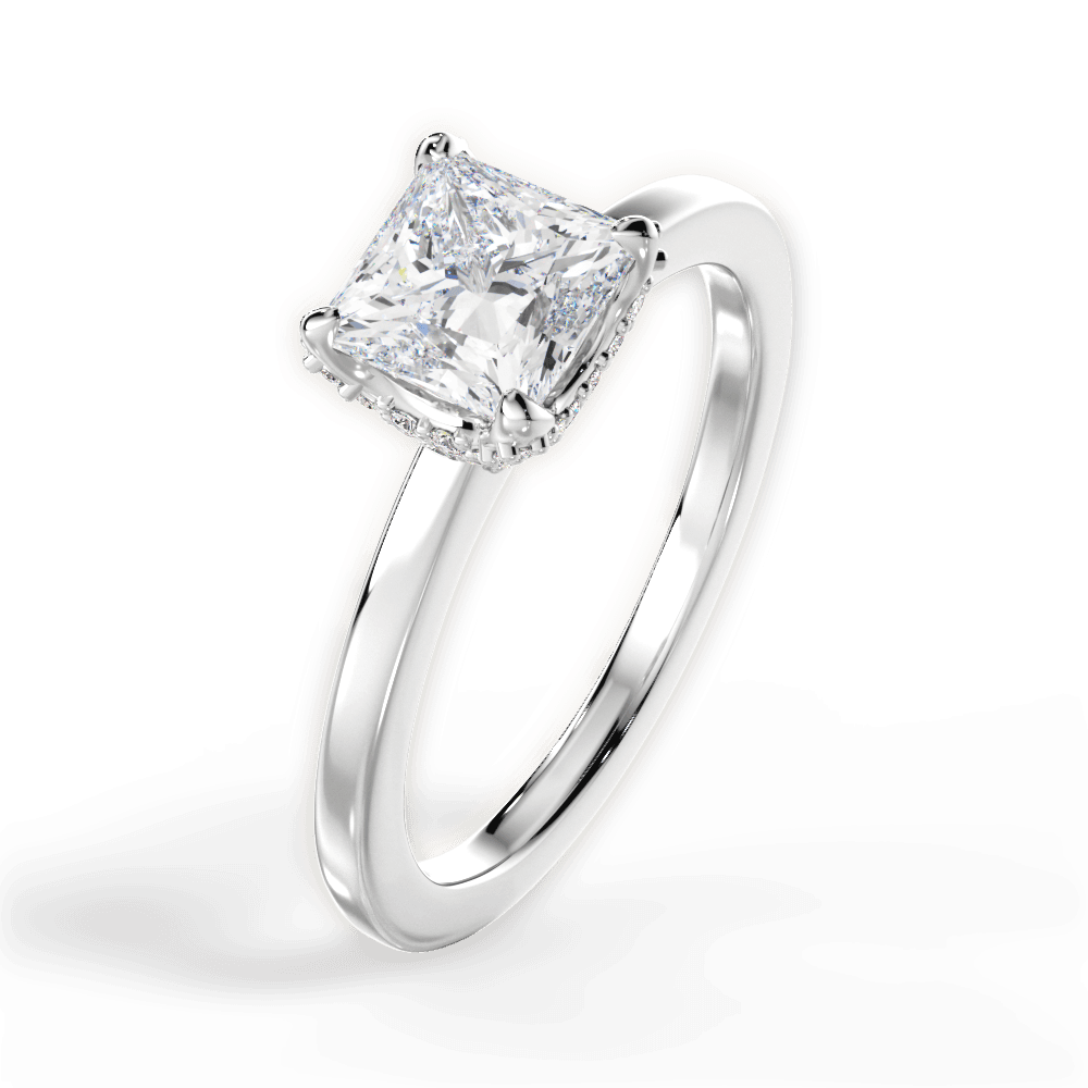 Gemma Princess Cut Lab Grown Diamond 18Kt White Gold Engagement Ring - View 4
