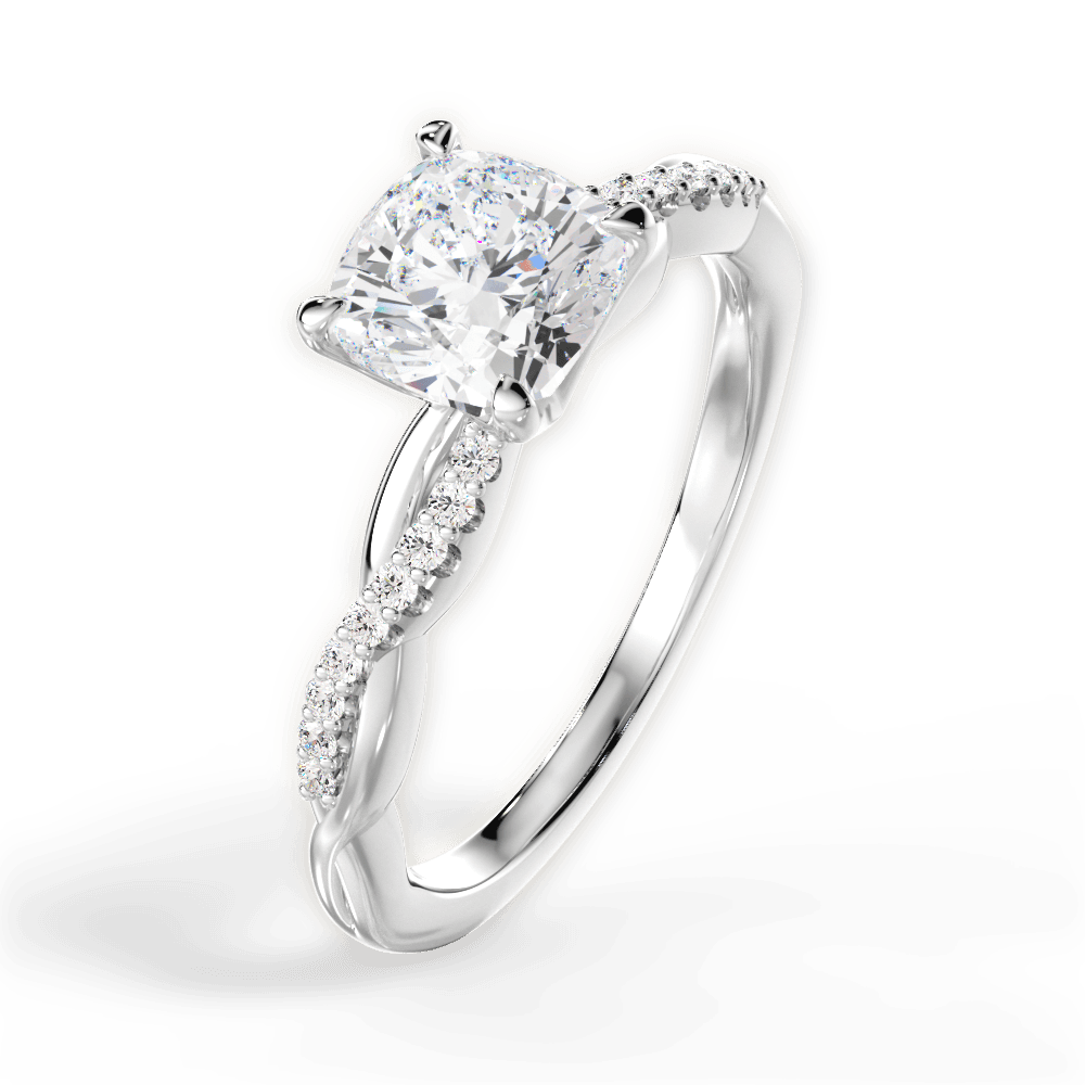 Charlotte Cushion Cut Lab Grown Diamond 18Kt White Gold Engagement Ring - View 2