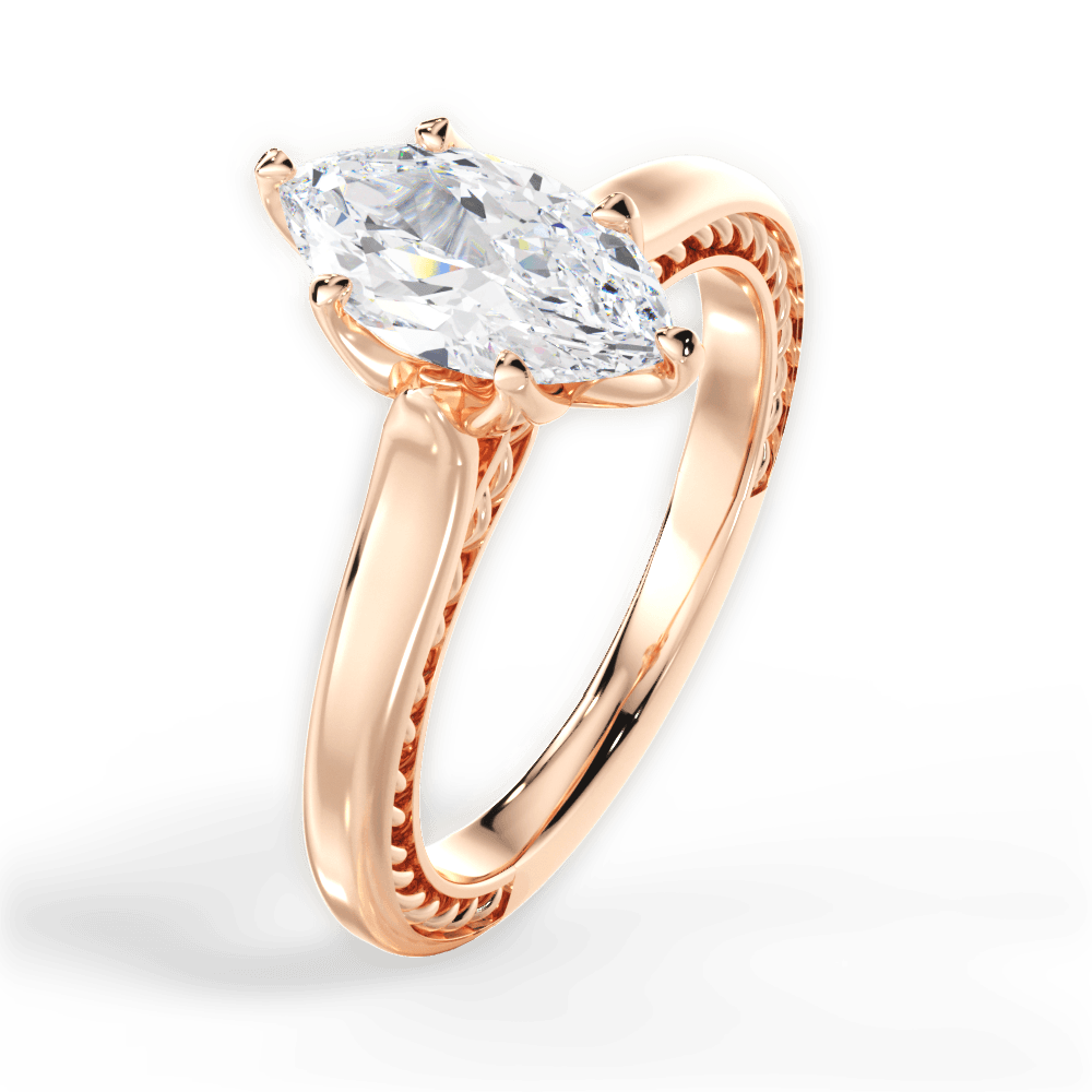 Carrie Marquise Cut Lab Grown Diamond 18Kt Rose Gold Engagement Ring - View 2