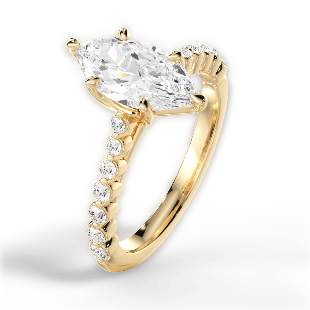 Dana Marquise Cut Lab Grown Diamond 18Kt Yellow Gold Engagement Ring - View 4