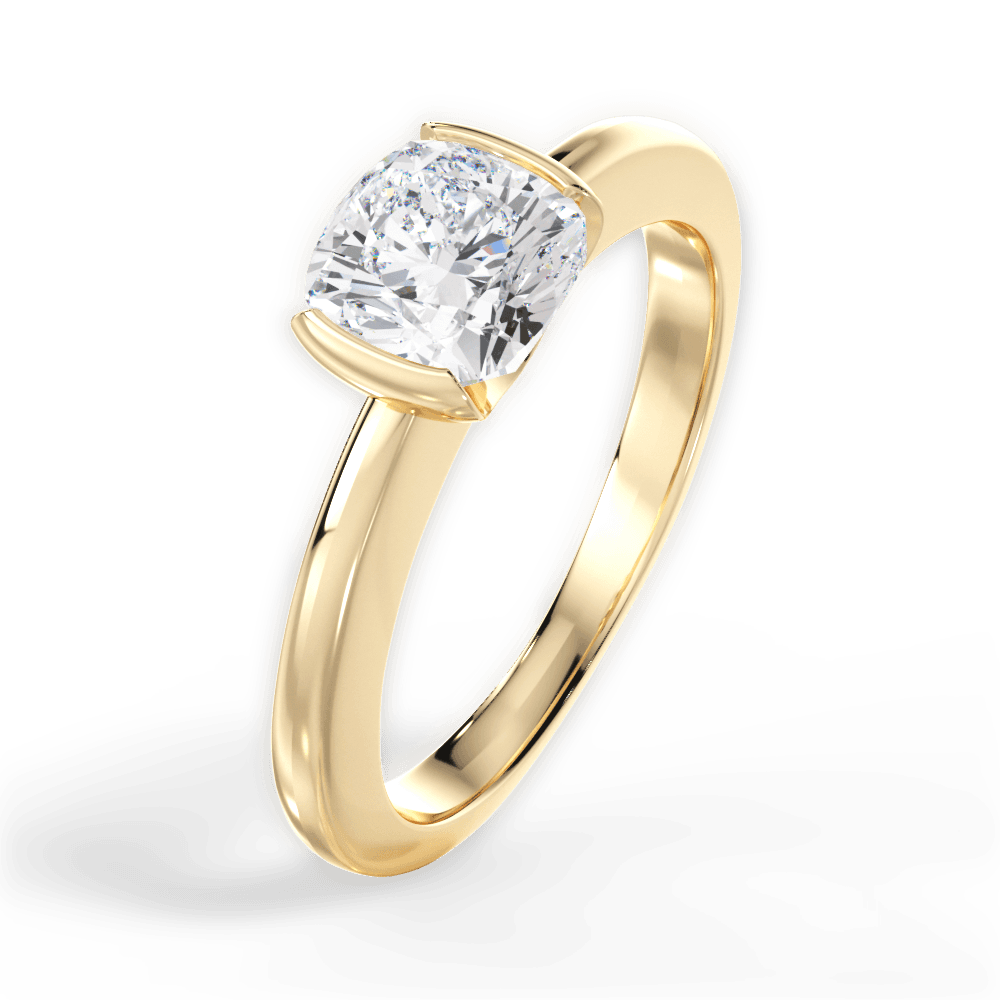 Bridget Cushion Cut Lab Grown Diamond 18Kt Yellow Gold Engagement Ring - View 3