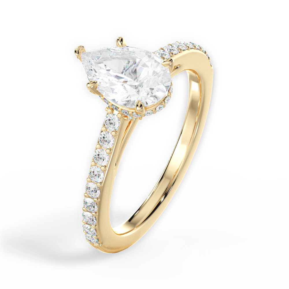 Joan Pear Cut Lab Grown Diamond 18Kt Yellow Gold Engagement Ring - View 4