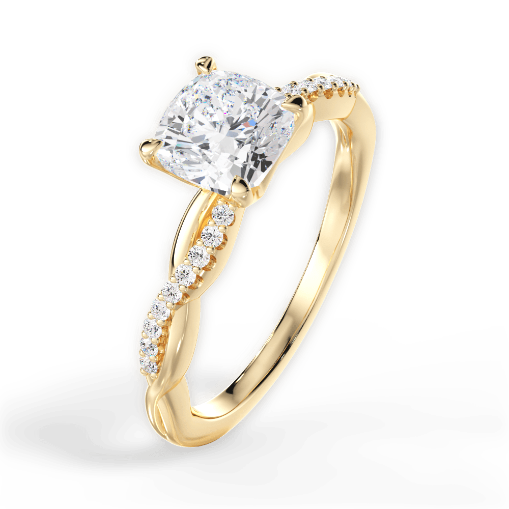 Charlotte Cushion Cut Lab Grown Diamond 18Kt Yellow Gold Engagement Ring - View 4