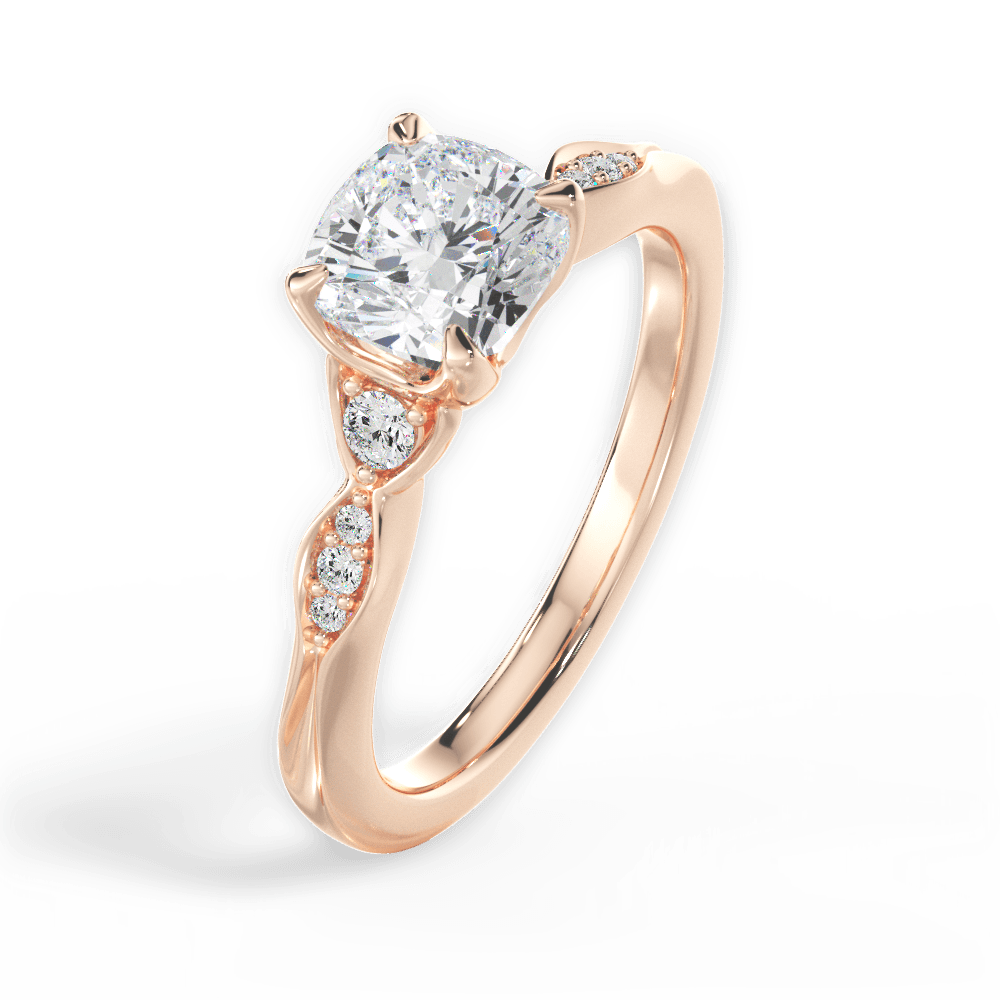 Cassie Cushion Cut Lab Grown Diamond 18Kt Rose Gold Engagement Ring - View 3