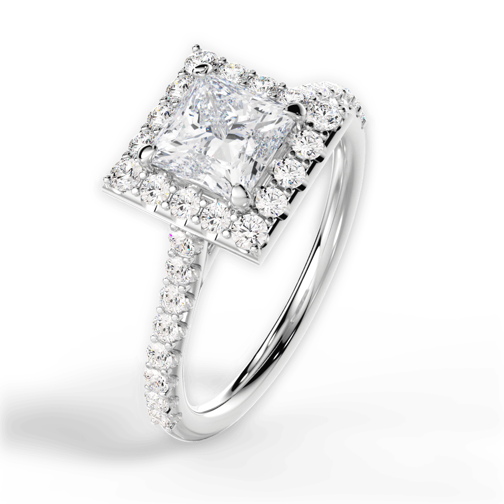 Leah Princess Cut Lab Grown Diamond 18Kt White Gold Engagement Ring - View 2