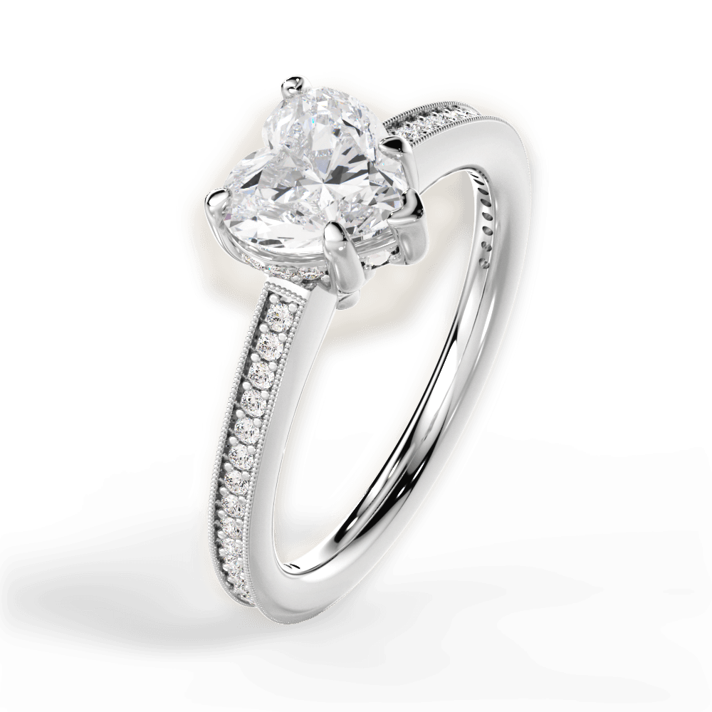 Janet Heart Cut Lab Grown Diamond 18Kt White Gold Engagement Ring - View 4