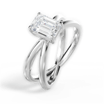 Ada Emerald Cut Lab Grown Diamond 18Kt White Gold Engagement Ring - View 3