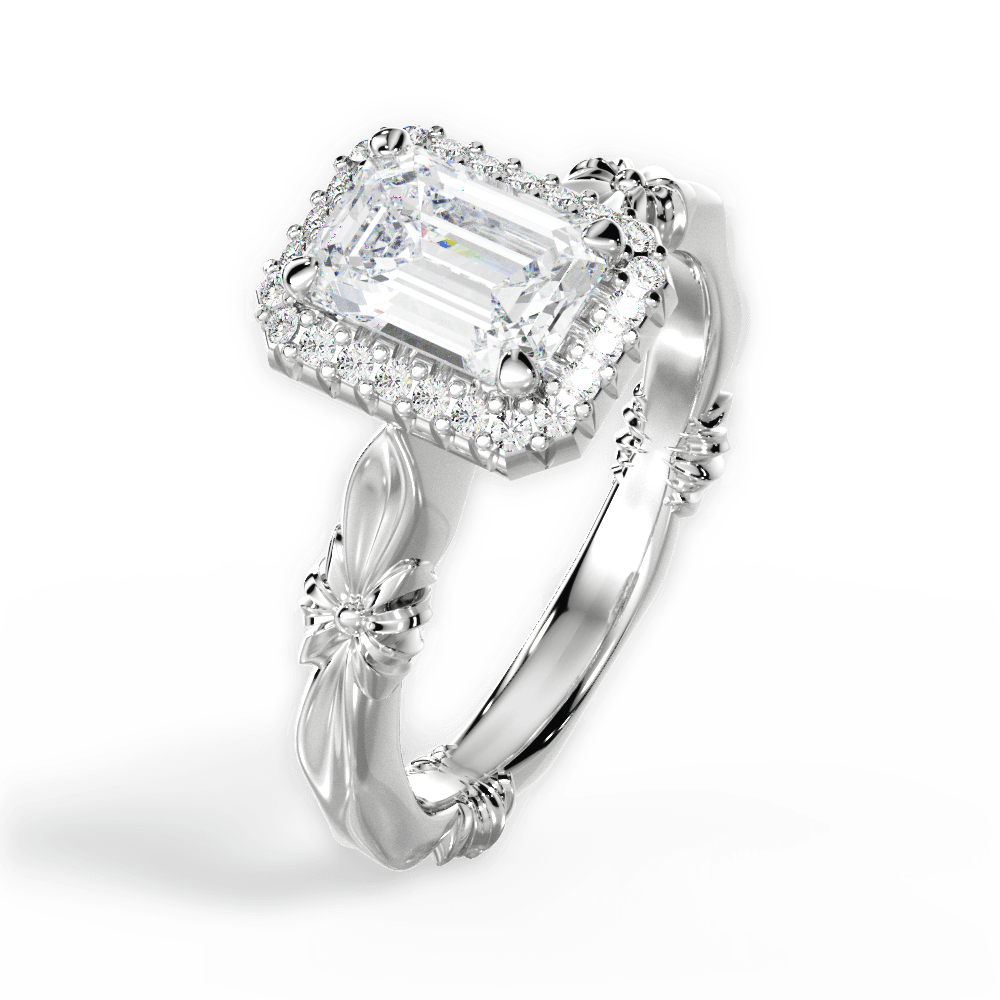 Erica Emerald Cut Lab Grown Diamond Platinum Engagement Ring - View 4