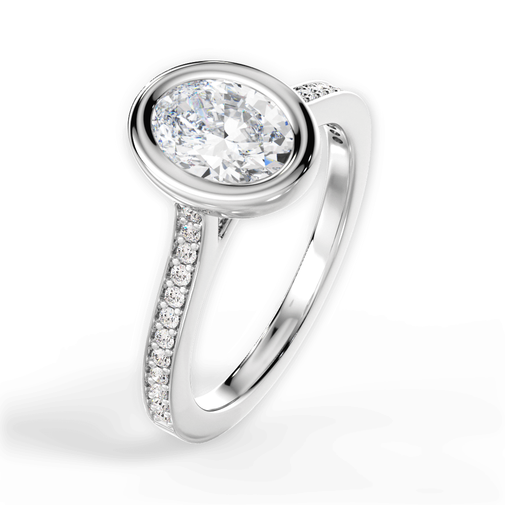 Deanna Oval Cut Lab Grown Diamond 18Kt White Gold Engagement Ring - View 4