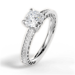 Donna Cushion Cut Lab Grown Diamond 14Kt White Gold Engagement Ring - View 2