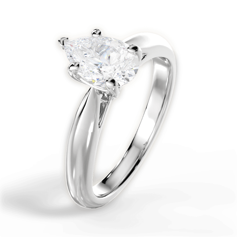 Amy Pear Cut Lab Grown Diamond 18Kt White Gold Engagement Ring - View 3