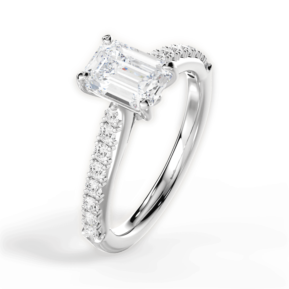 Elizabeth Emerald Cut Lab Grown Diamond Platinum Engagement Ring - View 2
