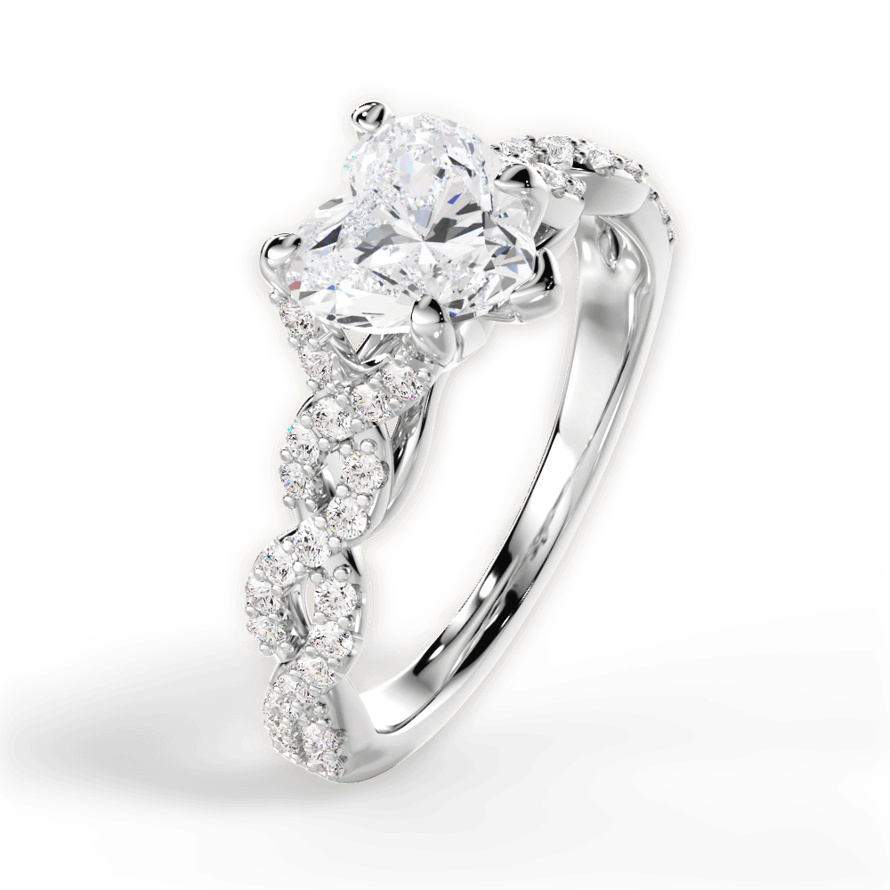 Justine Heart Cut Lab Grown Diamond 14Kt White Gold Engagement Ring - View 2