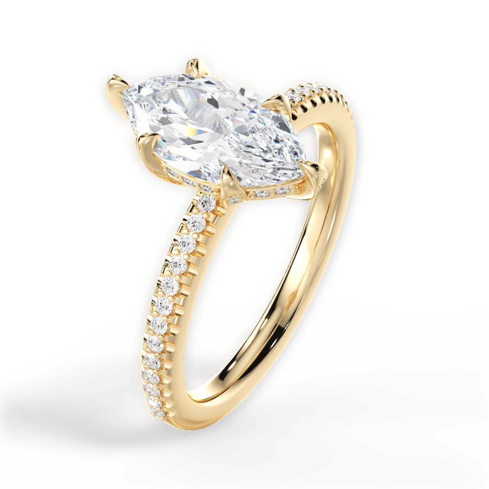 Helen Marquise Cut Lab Grown Diamond 18Kt Yellow Gold Engagement Ring - View 3