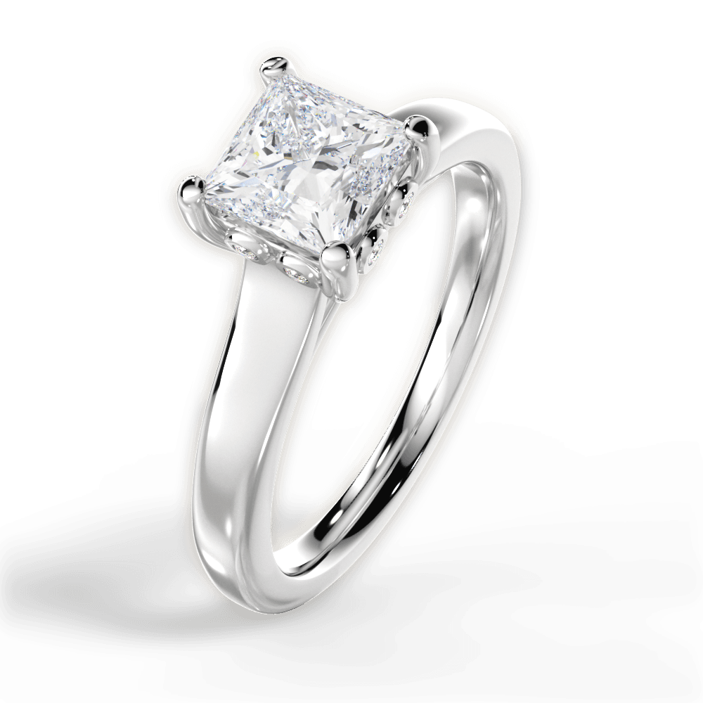 Carol Princess Cut Lab Grown Diamond 18Kt White Gold Engagement Ring - View 2