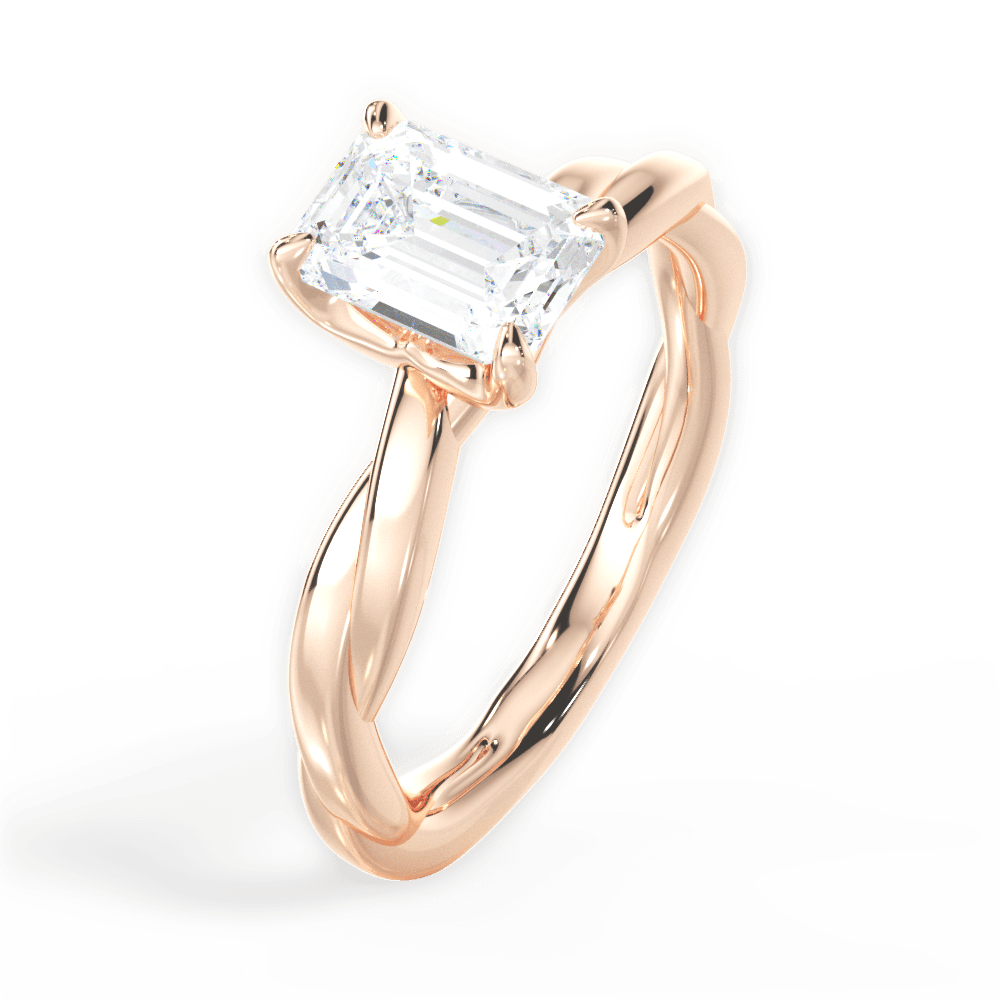 Bianca Emerald Cut Lab Grown Diamond 18Kt Rose Gold Engagement Ring - View 3
