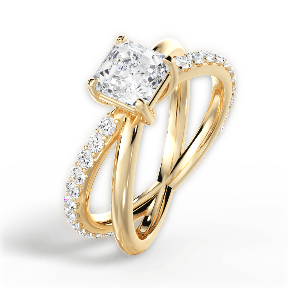 Jennifer Asscher Cut Lab Grown Diamond 18Kt Yellow Gold Engagement Ring - View 4