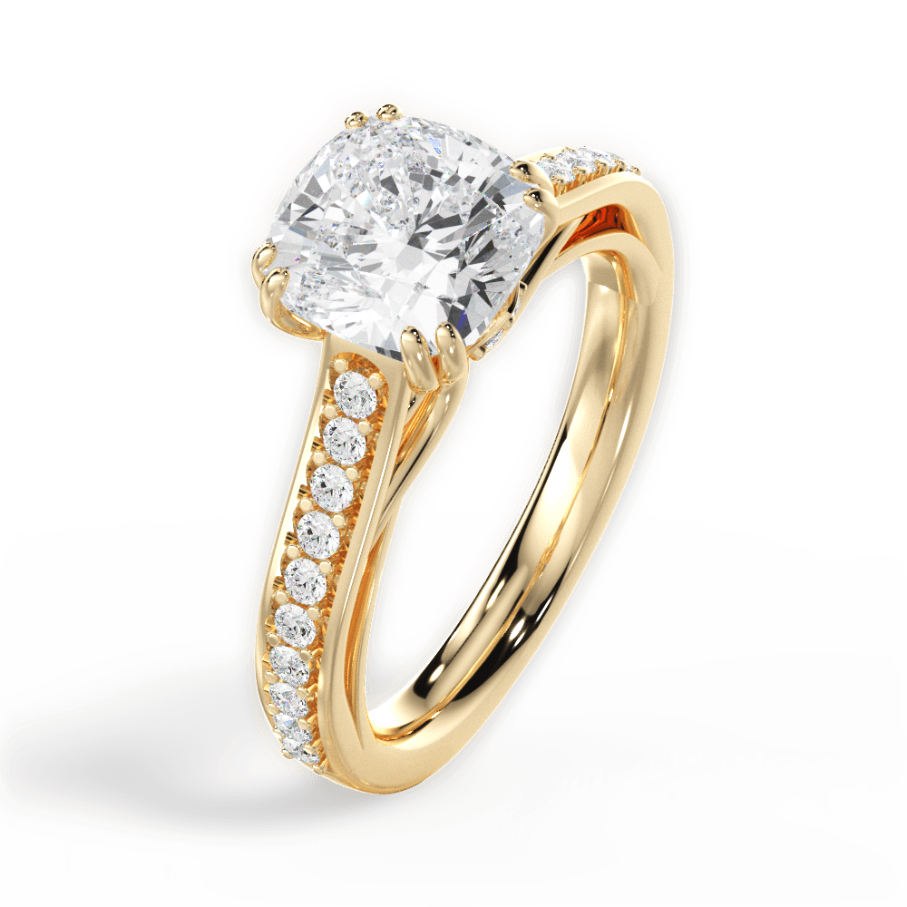 Deborah Cushion Cut Lab Grown Diamond 18Kt Yellow Gold Engagement Ring - View 4