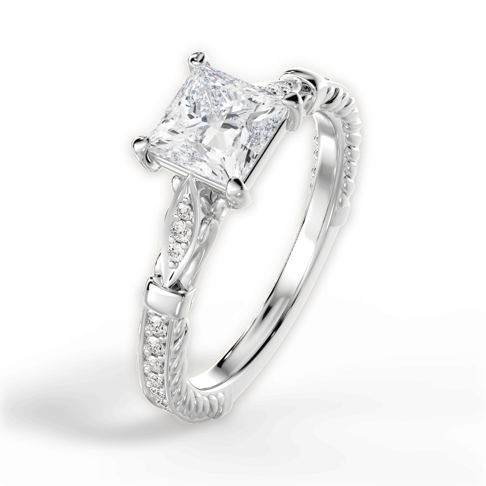Gabriela Princess Cut Lab Grown Diamond 14Kt White Gold Engagement Ring - View 2