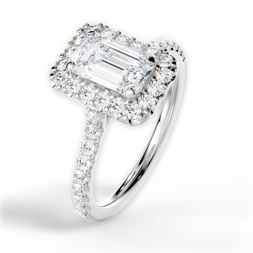 Ingrid Emerald Cut Lab Grown Diamond 14Kt White Gold Engagement Ring - View 2