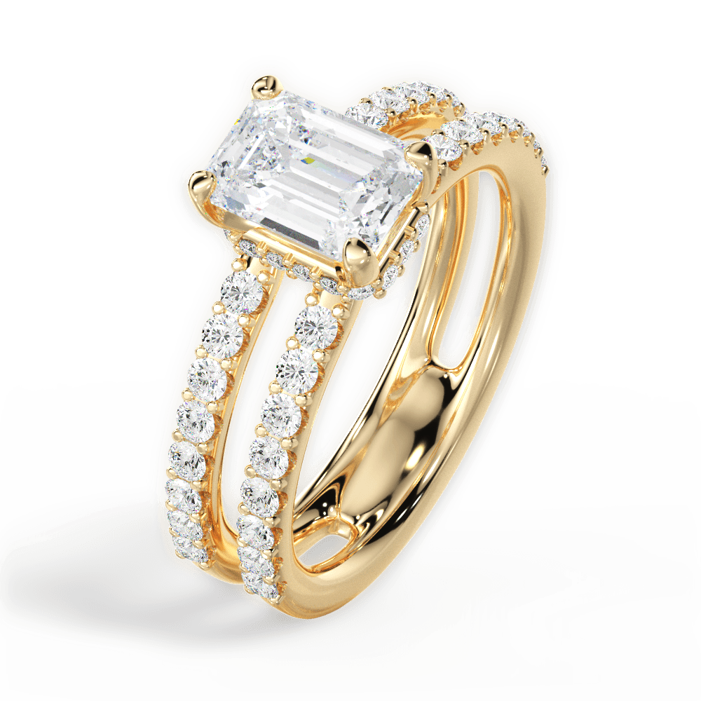 Christie Emerald Cut Lab Grown Diamond 18Kt Yellow Gold Engagement Ring - View 4