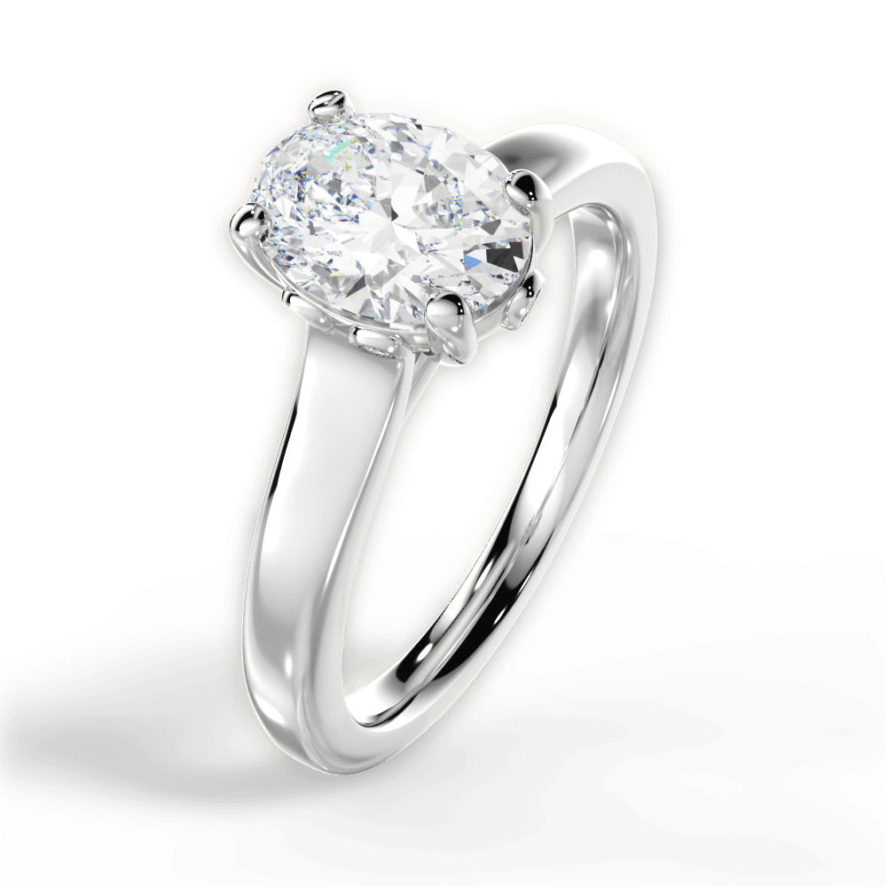 Carol Oval Cut Lab Grown Diamond 18Kt White Gold Engagement Ring - View 2