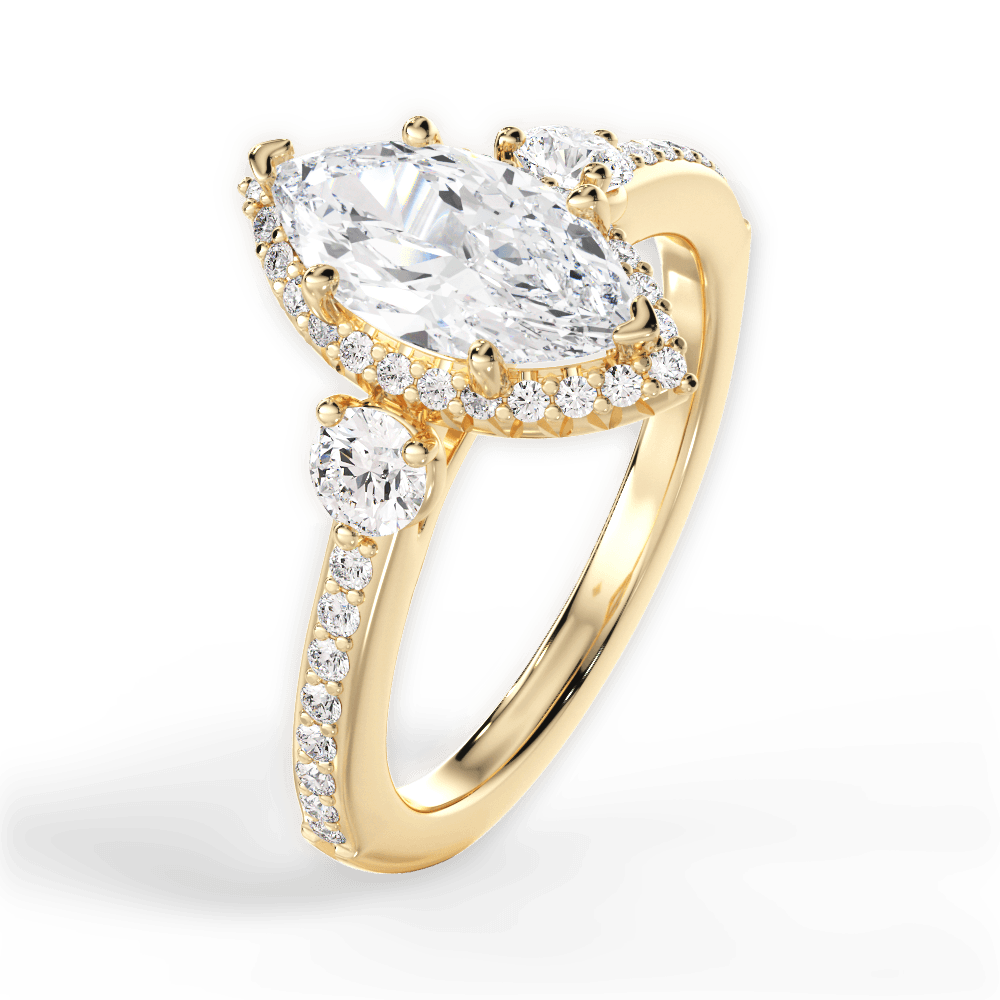 Julia Marquise Cut Lab Grown Diamond 18Kt Yellow Gold Engagement Ring - View 4