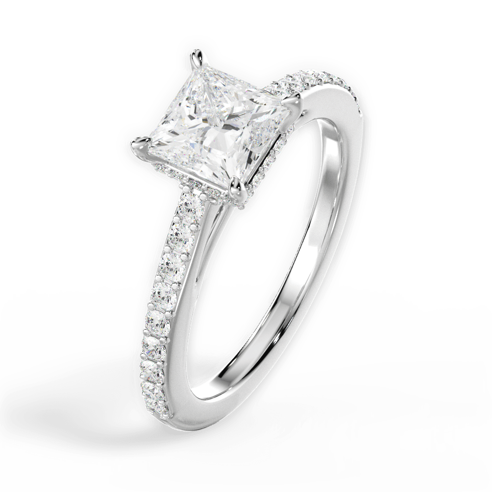 Joan Princess Cut Lab Grown Diamond 18Kt White Gold Engagement Ring - View 3