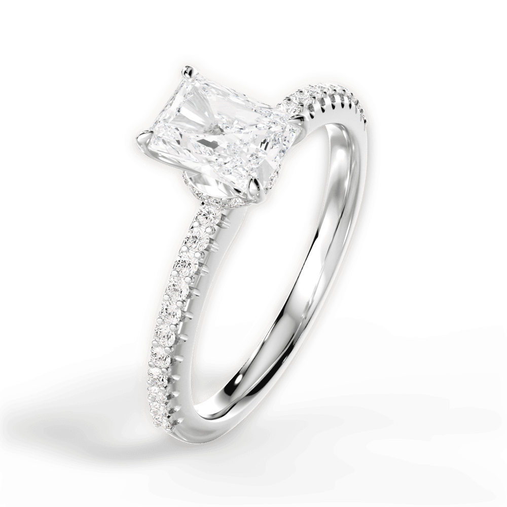 Giselle Radiant Cut Lab Grown Diamond Platinum Engagement Ring - View 2