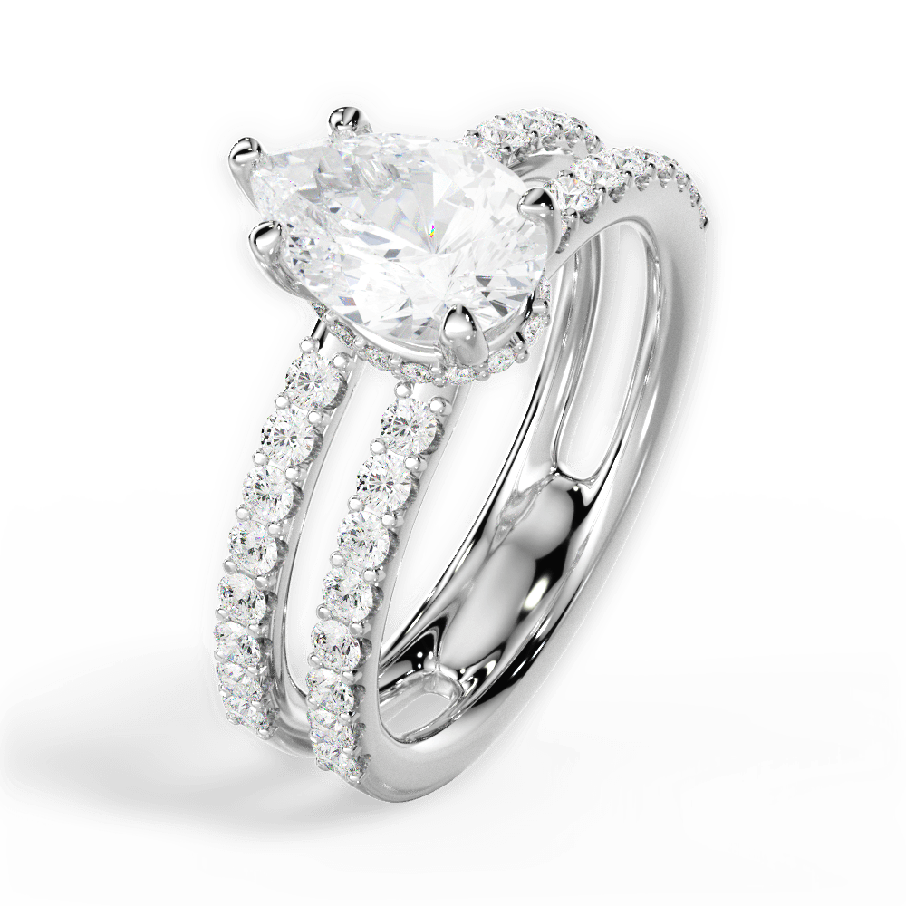 Christie Pear Cut Lab Grown Diamond 18Kt White Gold Engagement Ring - View 2