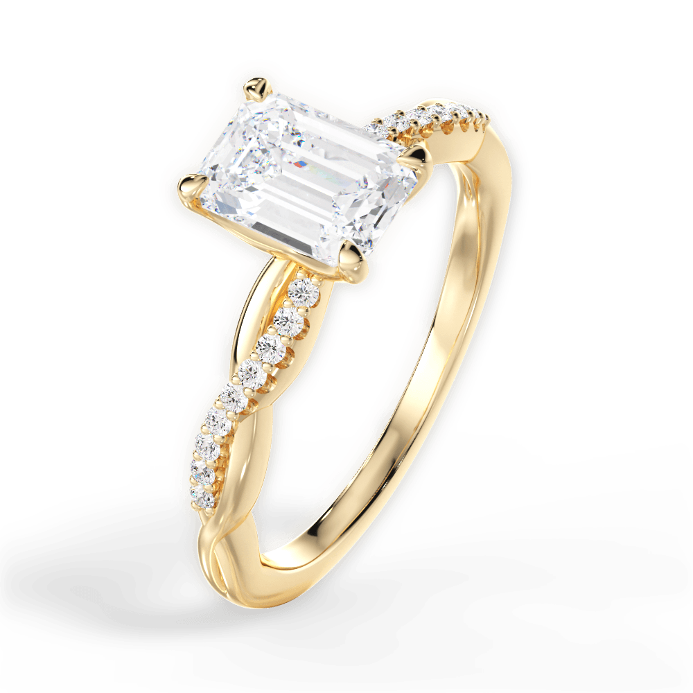 Charlotte Emerald Cut Lab Grown Diamond 18Kt Yellow Gold Engagement Ring - View 4