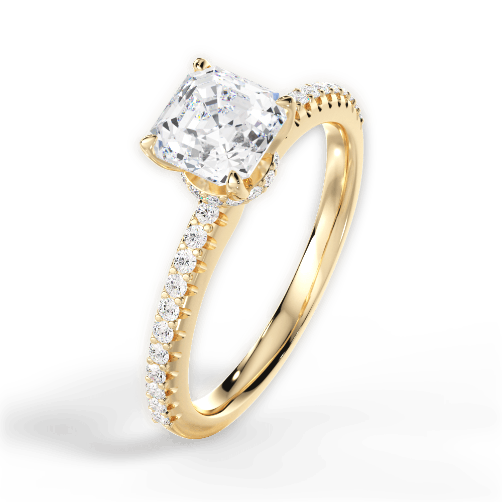 Giselle Asscher Cut Lab Grown Diamond 18Kt Yellow Gold Engagement Ring - View 3