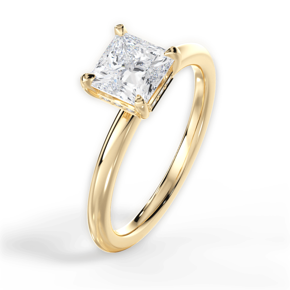 Brenda Princess Cut Lab Grown Diamond 18Kt Yellow Gold Engagement Ring - View 4