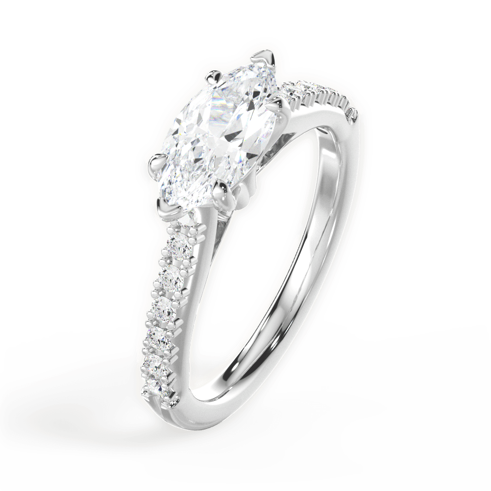 Diane Marquise Cut Lab Grown Diamond 14Kt White Gold Engagement Ring - View 3