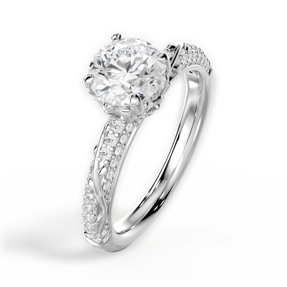Josephine Round Cut Lab Grown Diamond 18Kt White Gold Engagement Ring - View 2