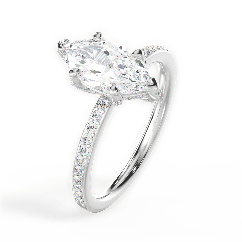 Janice Marquise Cut Lab Grown Diamond 18Kt White Gold Engagement Ring - View 2