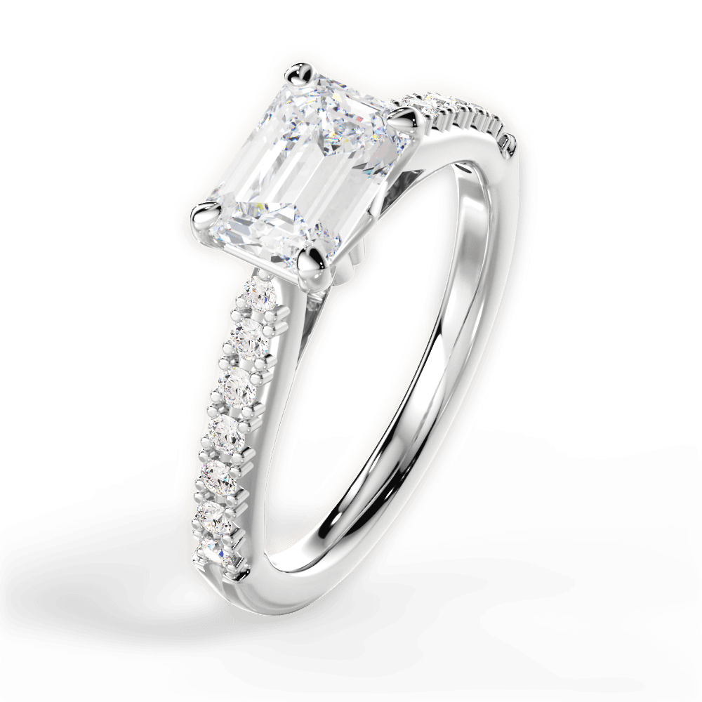 Diane Emerald Cut Lab Grown Diamond 14Kt White Gold Engagement Ring - View 4
