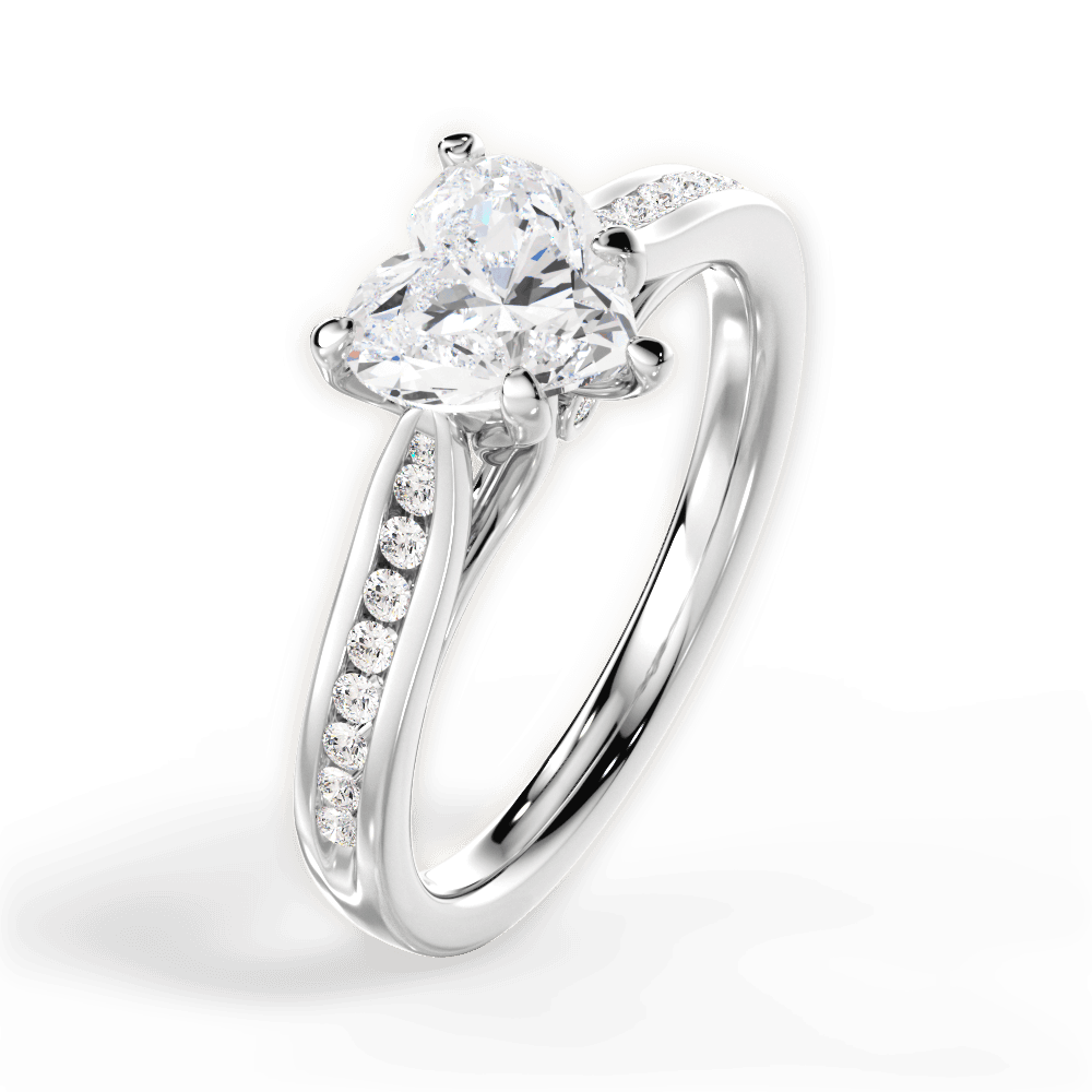 Elena Heart Cut Lab Grown Diamond 14Kt White Gold Engagement Ring - View 2