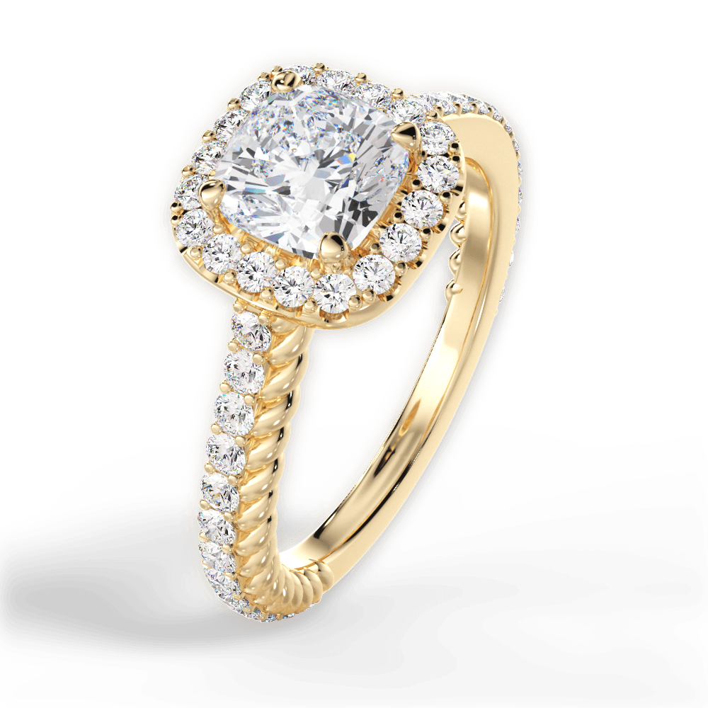 Kim Cushion Cut Lab Grown Diamond 18Kt Yellow Gold Engagement Ring - View 3