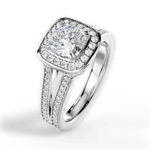 Mackenzie Cushion Cut Lab Grown Diamond 18Kt White Gold Engagement Ring - View 2