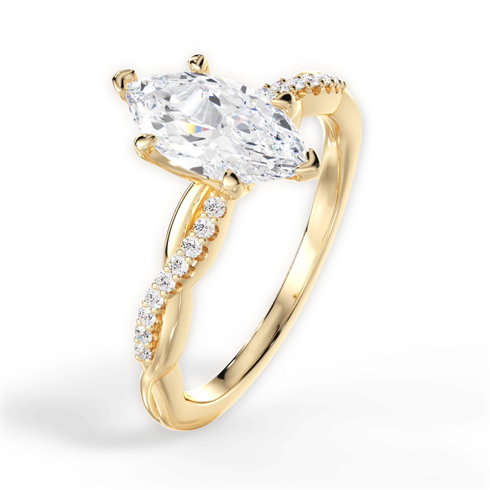 Charlotte Marquise Cut Lab Grown Diamond 18Kt Yellow Gold Engagement Ring - View 3