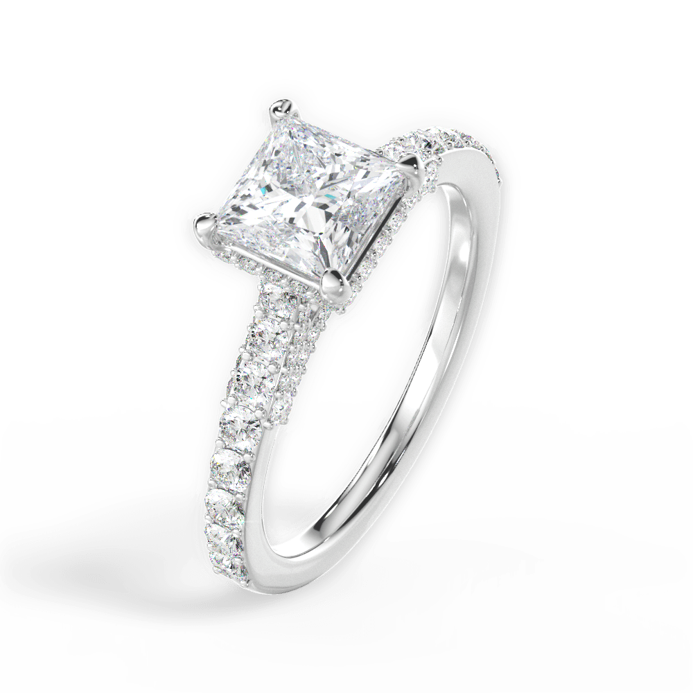 Laura Princess Cut Lab Grown Diamond 14Kt White Gold Engagement Ring - View 4
