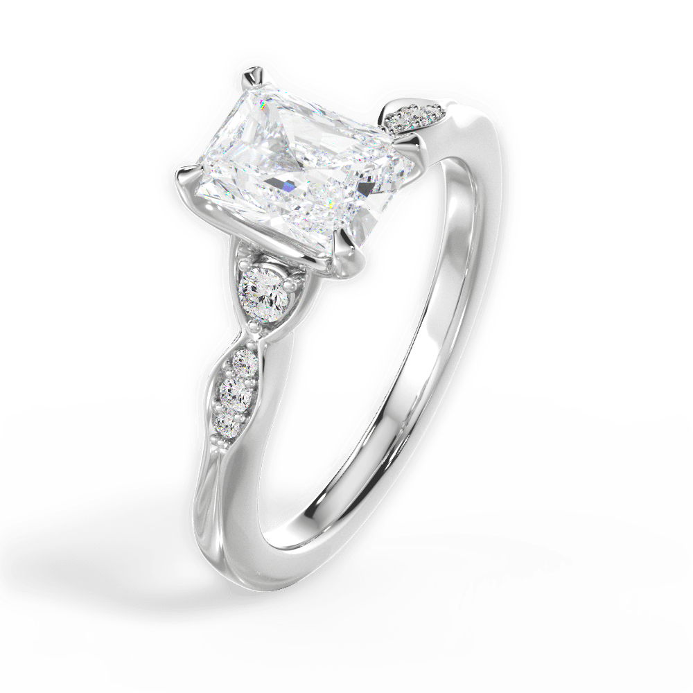 Cassie Radiant Cut Lab Grown Diamond 18Kt White Gold Engagement Ring - View 2